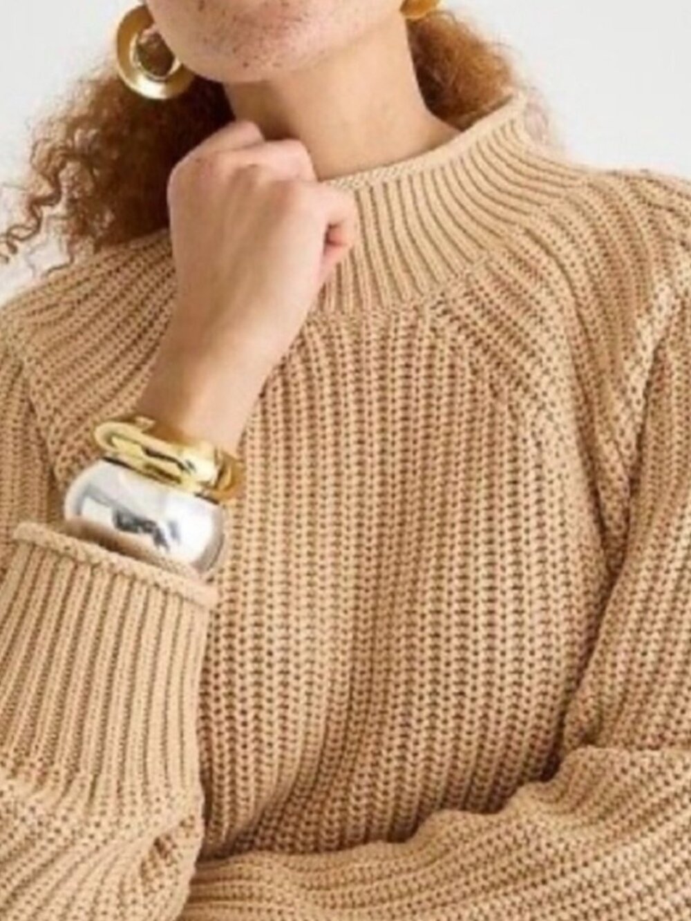 J.Crew Relaxed Cotton Rollneck Sweater Sandy Beach Size M NWOT